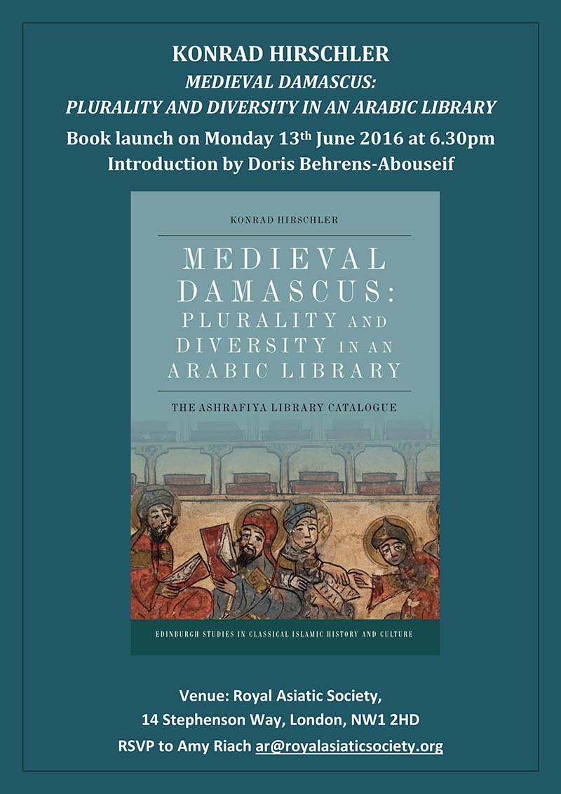Konrad Hirschler Medieval Damascus Book Launch FLYER