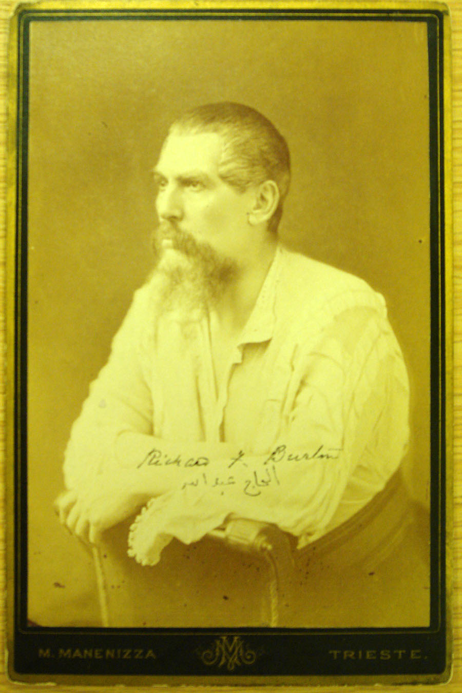 Photograph of Richard Burton in “Spanish shirt” at Trieste, c.1874