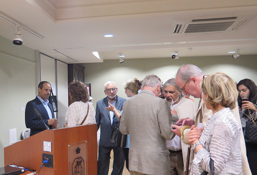 Guests enjoy the reception after Dr Mansour's talk