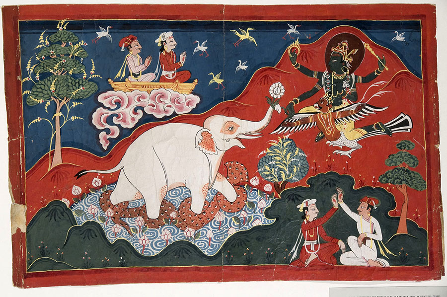 Vishnu rescues the royal elephant